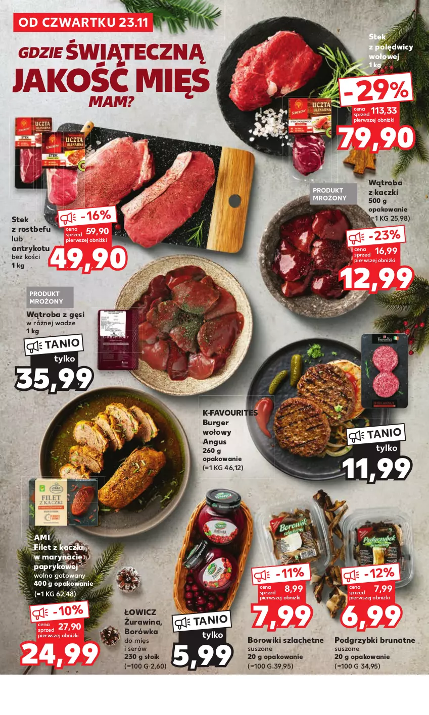 Gazetka promocyjna Kaufland - Kaufland - ważna 23.11 do 24.12.2023 - strona 4 - produkty: Borowiki, Borowiki szlachetne, Borówka, Burger, Fa, Podgrzybki, Rostbef, Ser, Stek