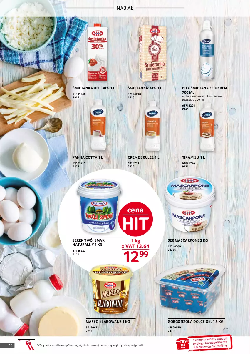 Gazetka promocyjna Selgros - Oferta gastronomiczna - ważna 01.11 do 30.11.2021 - strona 10 - produkty: Gorgonzola, LG, Mascarpone, Masło, Masło klarowane, Panna cotta, Ser, Serek, Twój Smak