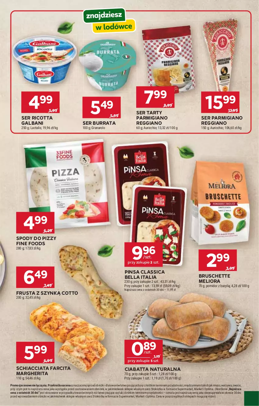 Gazetka promocyjna Stokrotka - Supermarket - ważna 16.04 do 22.04.2026 - strona 33 - produkty: Bazyl, Bell, Bella, Bruschette, Burrata, Chia, Ciabatta, Fa, Galbani, Gra, Mięso, Optima, Owoce, Ricotta, Rust, Ser, Warzywa
