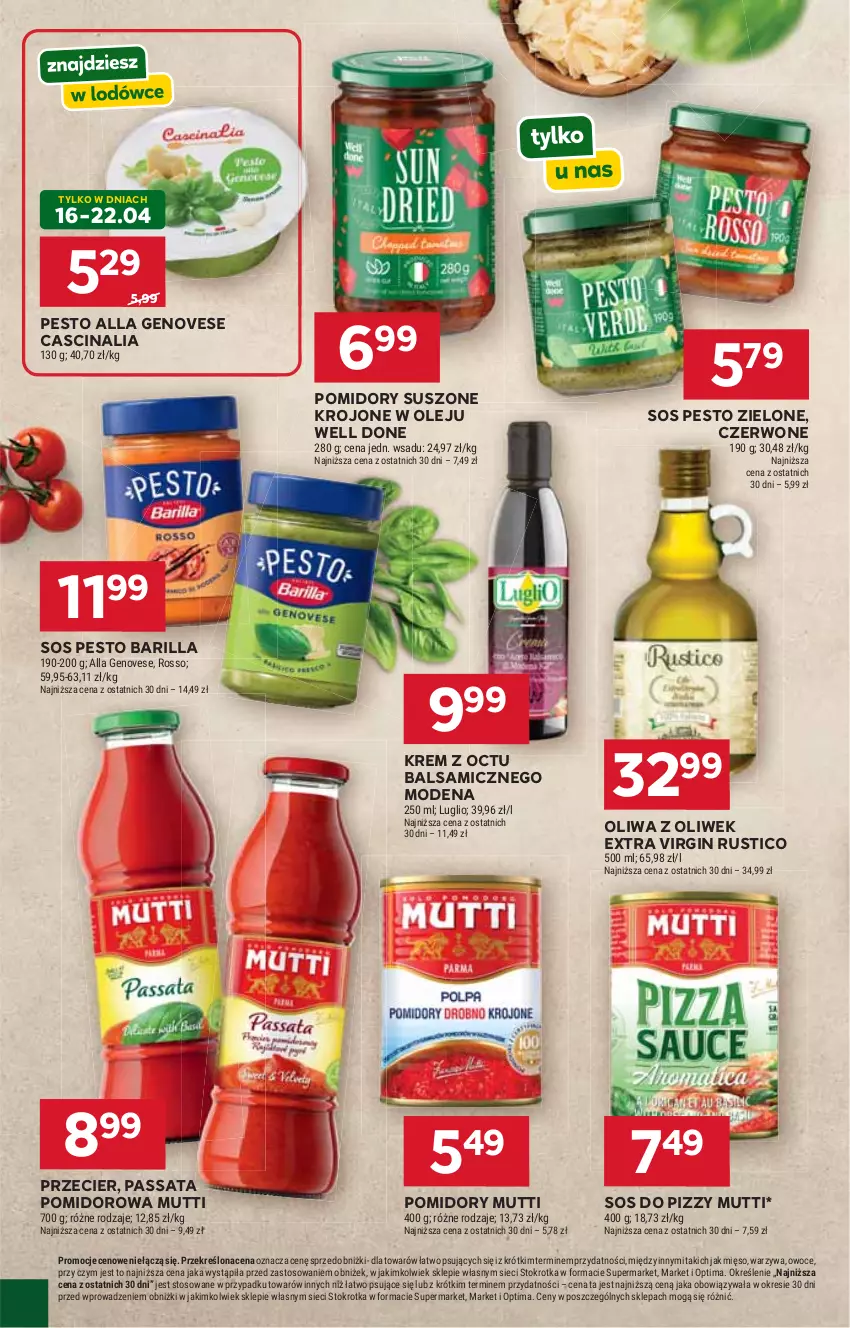 Gazetka promocyjna Stokrotka - Supermarket - ważna 16.04 do 22.04.2026 - strona 34 - produkty: Barilla, Gin, Mięso, Olej, Oliwa z oliwek, Optima, Owoce, Pesto, Pomidory, Rust, Sos, Sos do pizzy, Warzywa