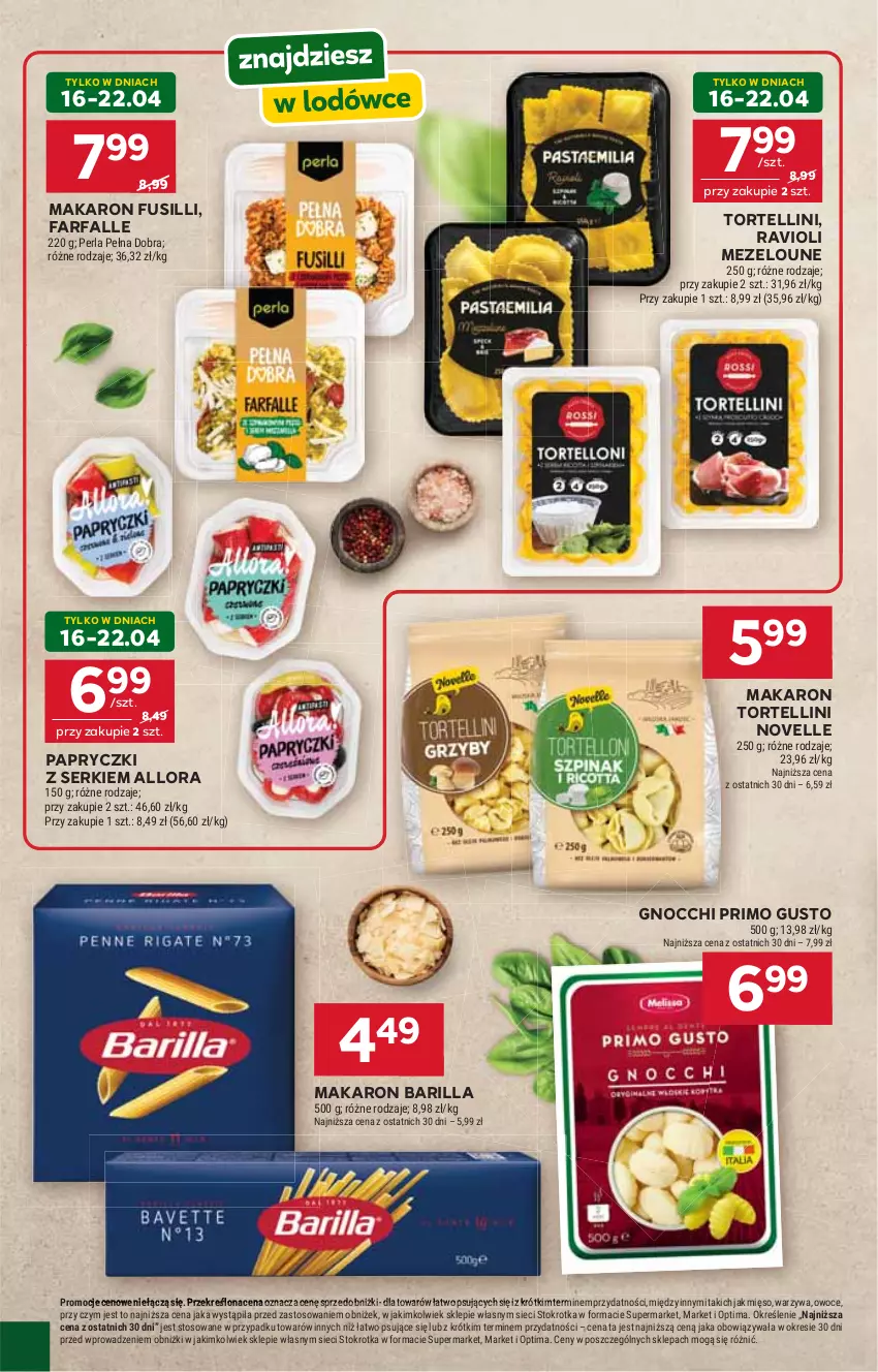 Gazetka promocyjna Stokrotka - Supermarket - ważna 16.04 do 22.04.2026 - strona 36 - produkty: Barilla, Fa, Gnocchi, Makaron, Mięso, Optima, Owoce, Ser, Warzywa
