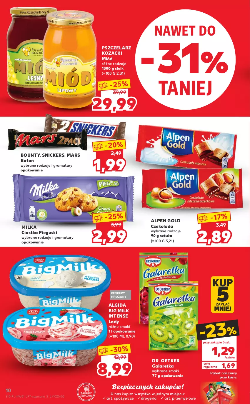 Gazetka promocyjna Kaufland - OFERTA TYGODNIA - ważna 05.01 do 12.01.2022 - strona 10 - produkty: Algida, Baton, Big Milk, Bounty, Ciastka, Czekolada, Dr. Oetker, Gala, Galaretka, Gra, LG, Lody, Mars, Milka, Miód, Piec, Rama, Snickers