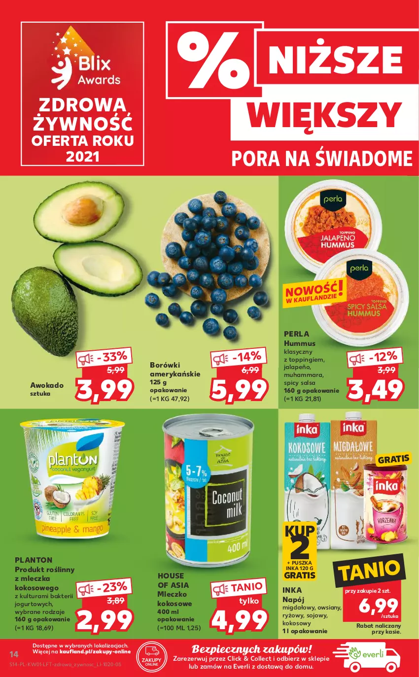 Gazetka promocyjna Kaufland - OFERTA TYGODNIA - ważna 05.01 do 12.01.2022 - strona 14 - produkty: Gra, House of Asia, Hummus, Inka, Jogurt, Kokos, Mleczko, Mus, Napój, Piec, Por, Ryż, Salsa, Top