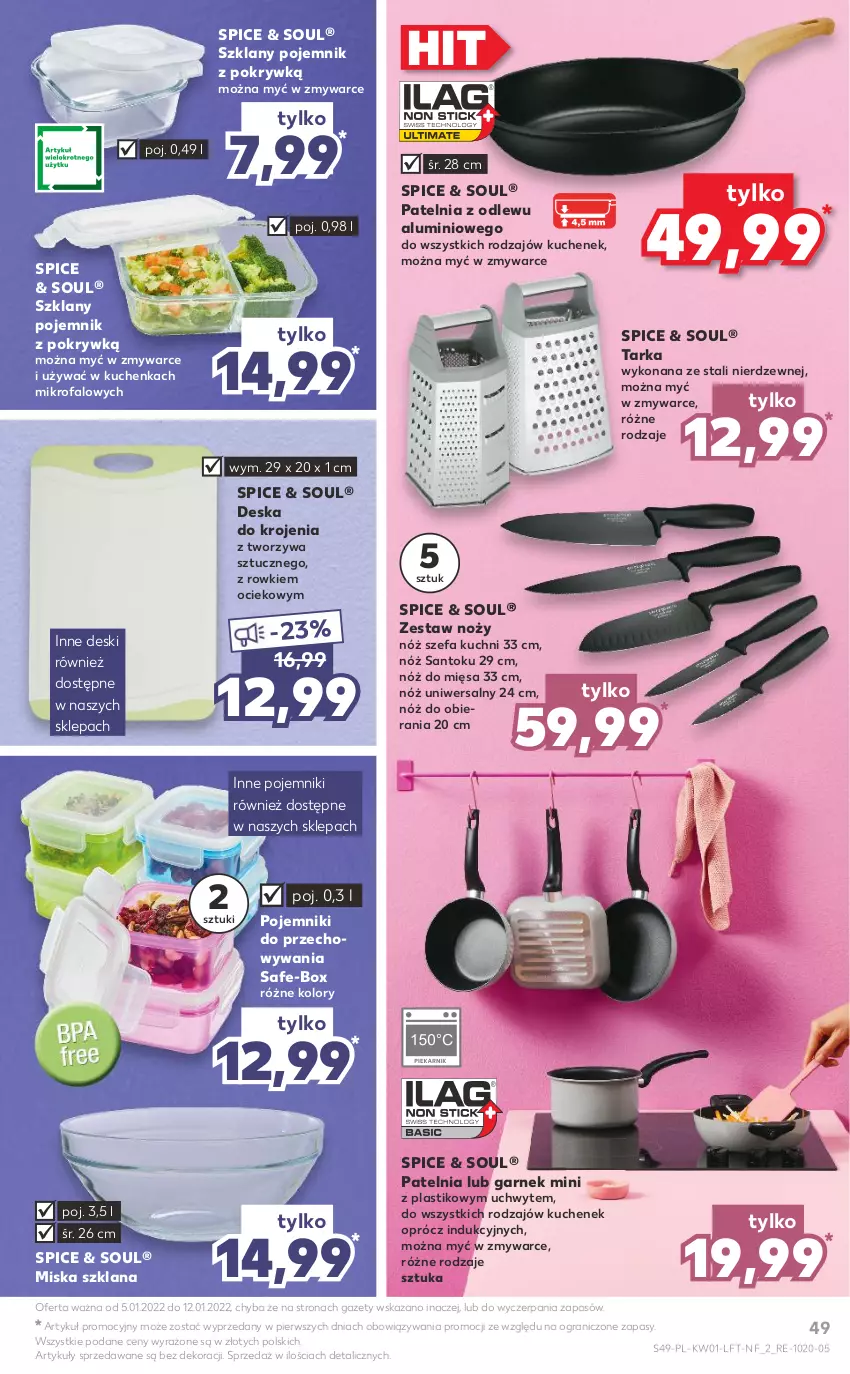 Gazetka promocyjna Kaufland - OFERTA TYGODNIA - ważna 05.01 do 12.01.2022 - strona 49 - produkty: Deska do krojenia, Fa, Garnek, Gra, LANA, Miska, Noż, Nóż szefa kuchni, Nóż uniwersalny, Patelnia, Pojemnik, Pojemnik z pokrywką, Tarka