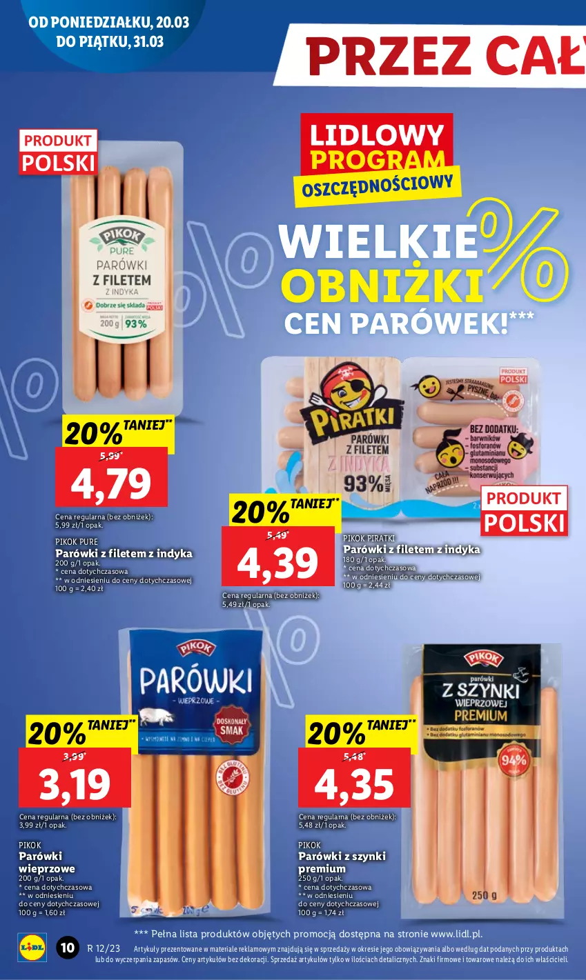 Gazetka promocyjna Lidl - GAZETKA - ważna 20.03 do 22.03.2023 - strona 10 - produkty: Parówki, Parówki z szynki, PIKOK, Pur