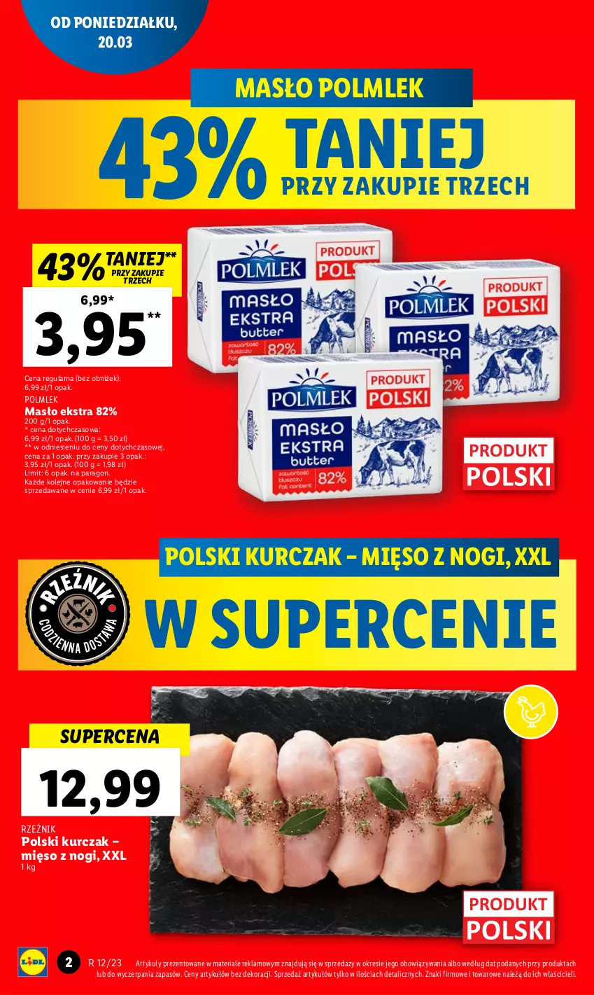 Gazetka promocyjna Lidl - GAZETKA - ważna 20.03 do 22.03.2023 - strona 2 - produkty: Kurczak, Masło, Mięso, Olej, POLMLEK