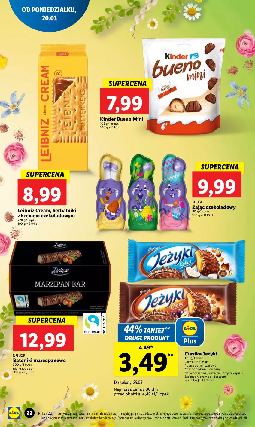 Gazetka promocyjna Lidl - GAZETKA - ważna 20.03 do 22.03.2023 - strona 24 - produkty: Baton, Ciastka, Herbatniki, Jeżyki, Kinder, Kinder Bueno, Kokos, Milka, Tonik