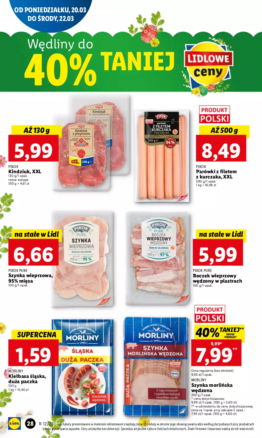 Gazetka promocyjna Lidl - GAZETKA - ważna 20.03 do 22.03.2023 - strona 30 - produkty: Boczek, Boczek wieprzowy, Kiełbasa, Kiełbasa śląska, Kindziuk, Kurczak, Morliny, Parówki, PIKOK, Pur, Szynka, Szynka wieprzowa