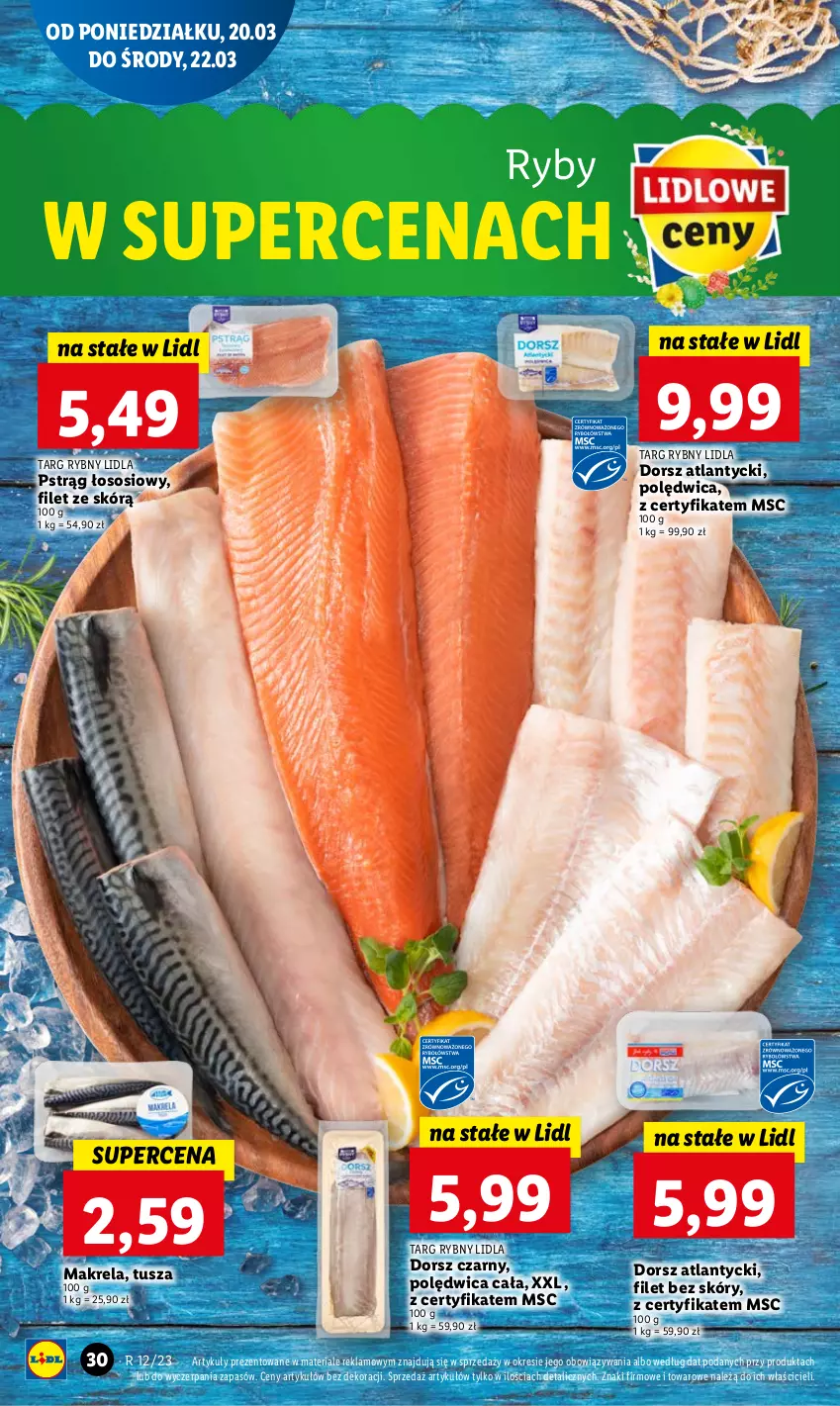 Gazetka promocyjna Lidl - GAZETKA - ważna 20.03 do 22.03.2023 - strona 32 - produkty: Dorsz, Polędwica, Pstrąg, Pstrąg łososiowy, Sos, Tusz