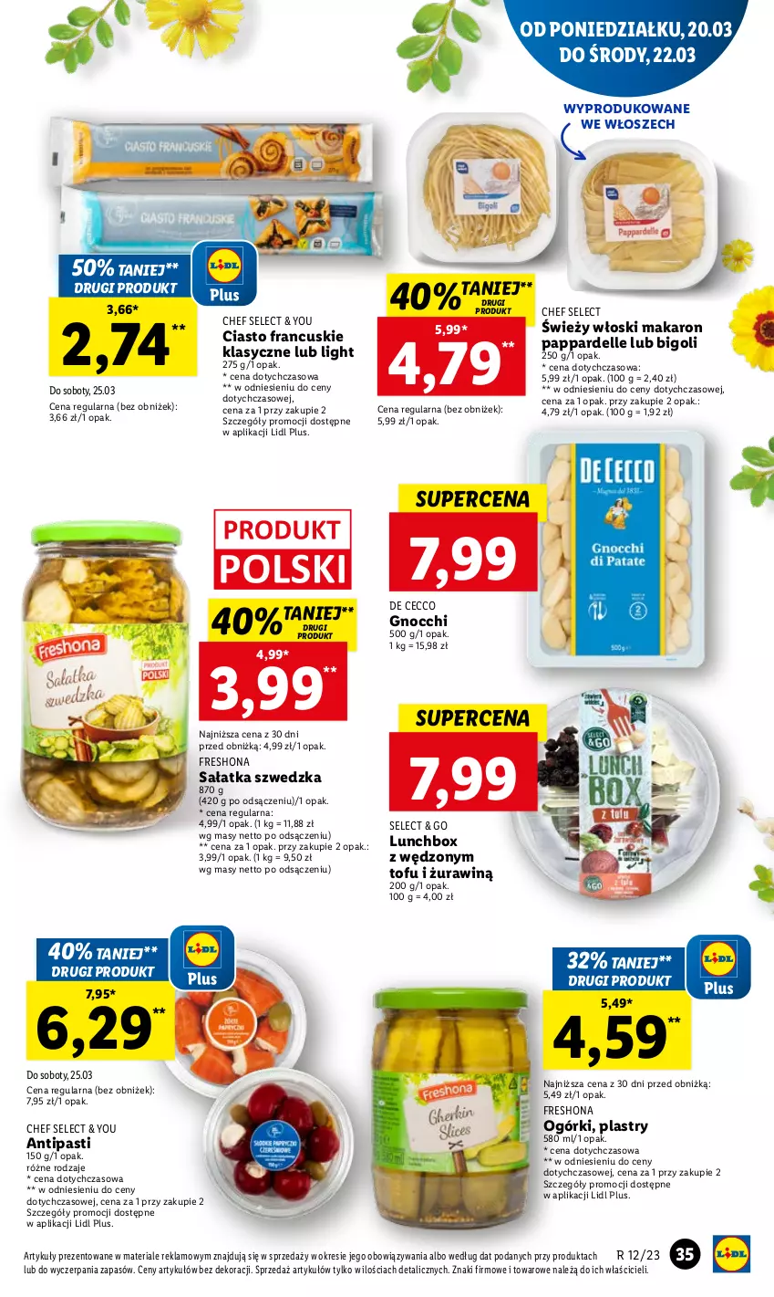 Gazetka promocyjna Lidl - GAZETKA - ważna 20.03 do 22.03.2023 - strona 37 - produkty: Ciasto francuskie, Dell, Gnocchi, Makaron, Sałat, Sałatka, Tofu