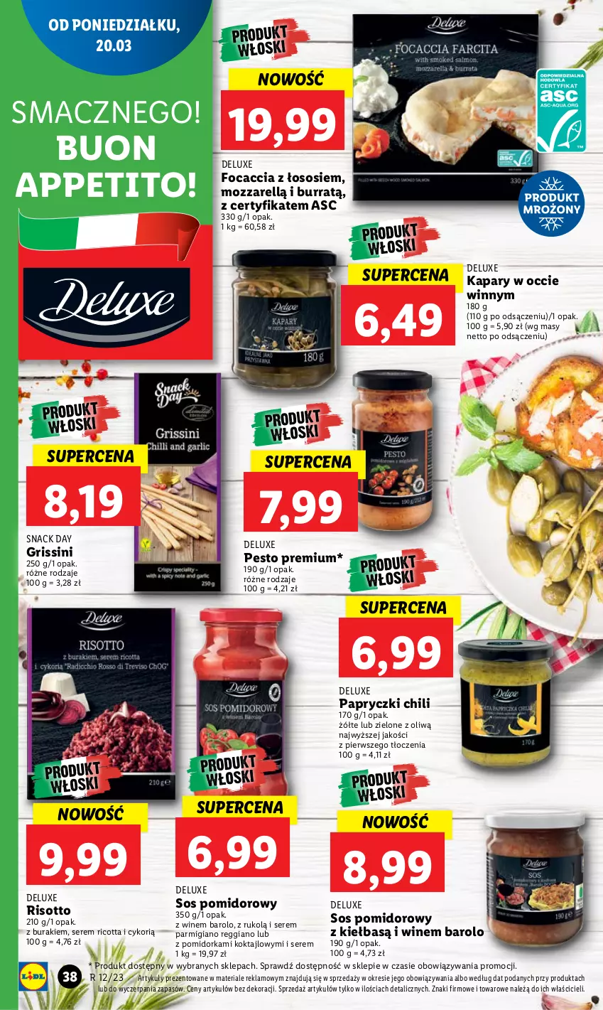 Gazetka promocyjna Lidl - GAZETKA - ważna 20.03 do 22.03.2023 - strona 42 - produkty: Buraki, Focaccia, Grissini, Kapary, Orka, Pesto, Ricotta, Ser, Sos, Sos pomidorowy