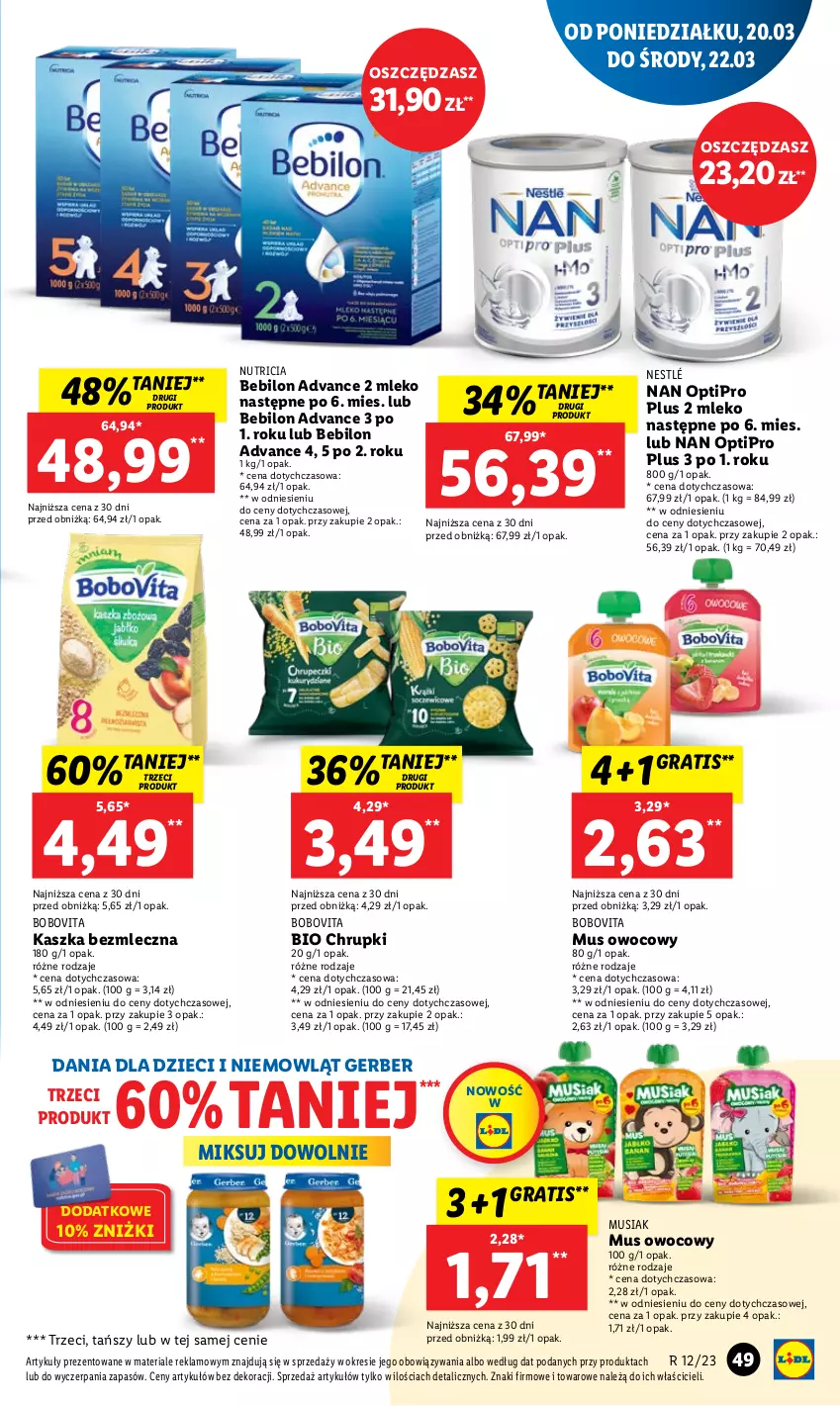 Gazetka promocyjna Lidl - GAZETKA - ważna 20.03 do 22.03.2023 - strona 57 - produkty: BEBILON, BoboVita, Chrupki, Dzieci, Gerber, Gra, Mleko, Mus, NAN Optipro, Nestlé, O nas