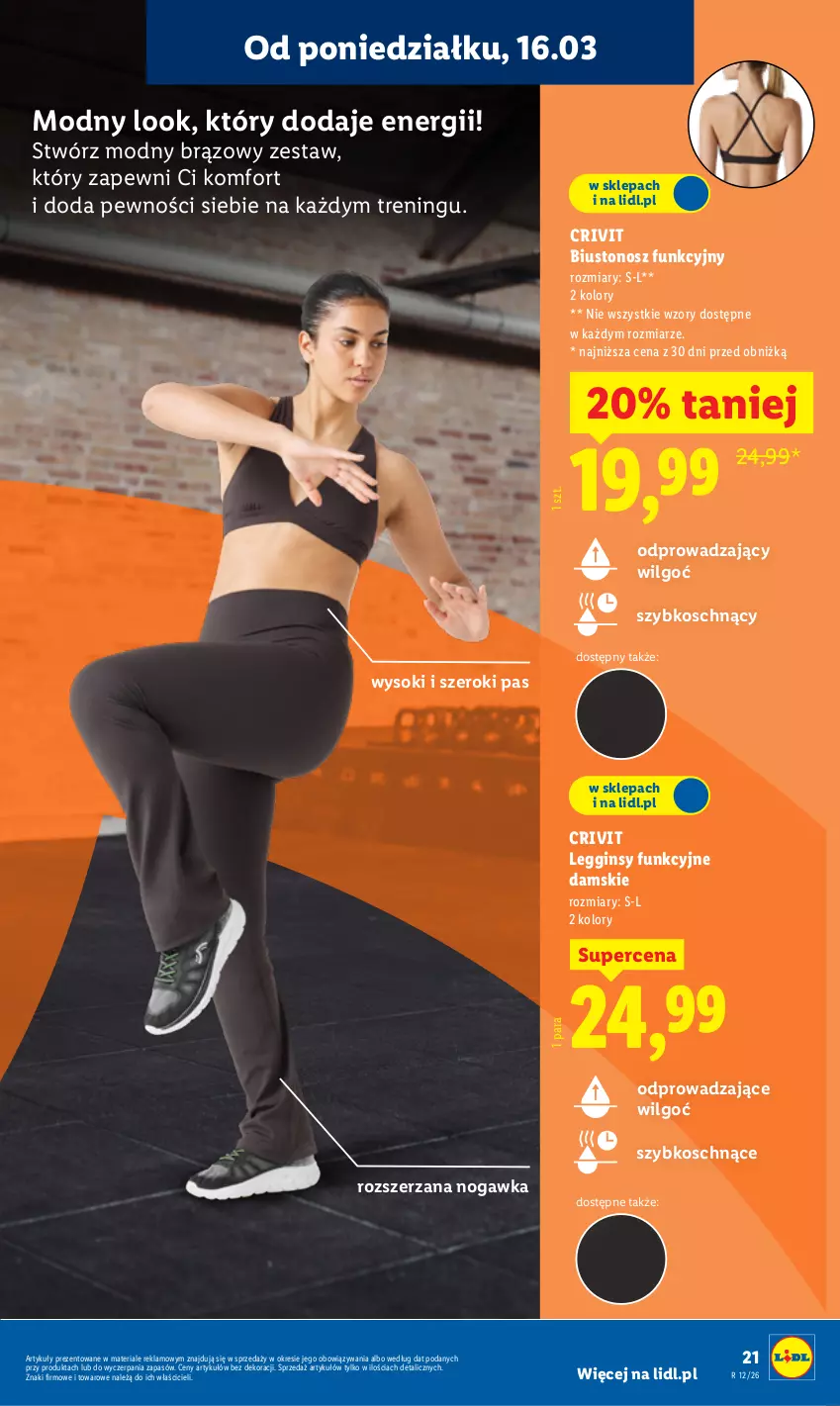 Gazetka promocyjna Lidl - Oferta ważna od 16.03 - ważna 16.03 do 21.03.2026 - strona 27 - produkty: Biustonosz, Gin, Legginsy, LG, Sok