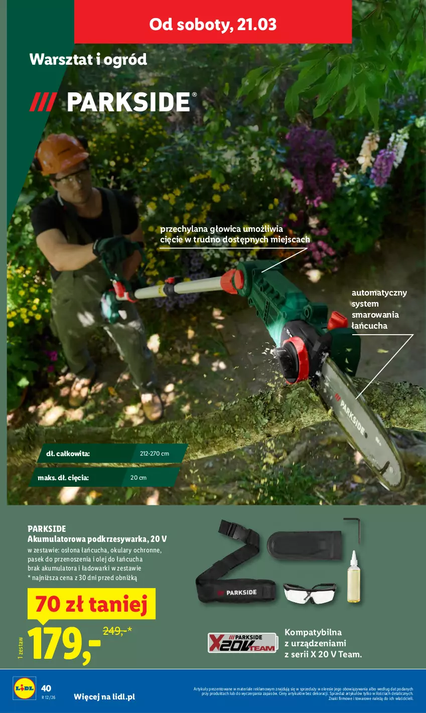 Gazetka promocyjna Lidl - Oferta ważna od 16.03 - ważna 16.03 do 21.03.2026 - strona 48 - produkty: Akumulator, LANA, Ogród, Okulary ochronne, Olej, Parkside, Pasek, Ser, Warka