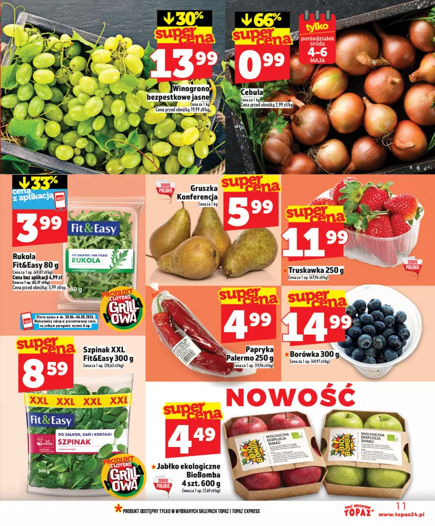 Gazetka promocyjna Topaz - Gazetka - ważna 30.04 do 06.05.2026 - strona 11 - produkty: Borówka, Rukola, Sałat, Szpinak, Top