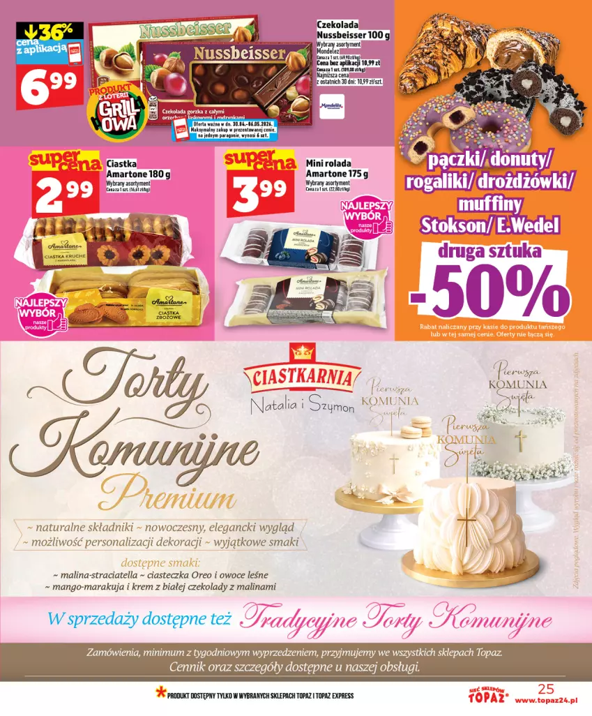 Gazetka promocyjna Topaz - Gazetka - ważna 30.04 do 06.05.2026 - strona 25 - produkty: Ciastka, Czekolada, Mango, Oreo, Owoce, Rolada, Ser, Top