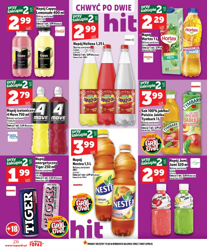 Gazetka promocyjna Topaz - Gazetka - ważna 30.04 do 06.05.2026 - strona 26 - produkty: Hellena, Jabłka, Napój, Nestea, Sok, Top, Tymbark