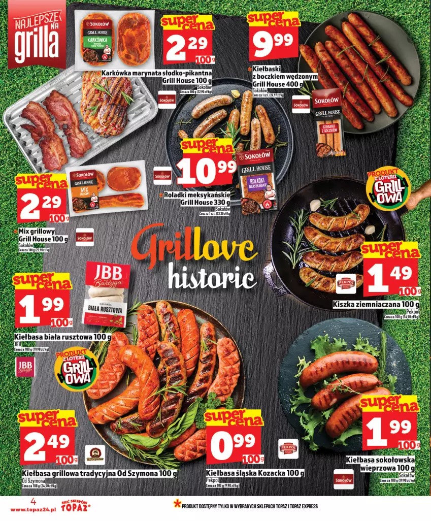 Gazetka promocyjna Topaz - Gazetka - ważna 30.04 do 06.05.2026 - strona 4 - produkty: Grill, Sok, Sokołów, Top