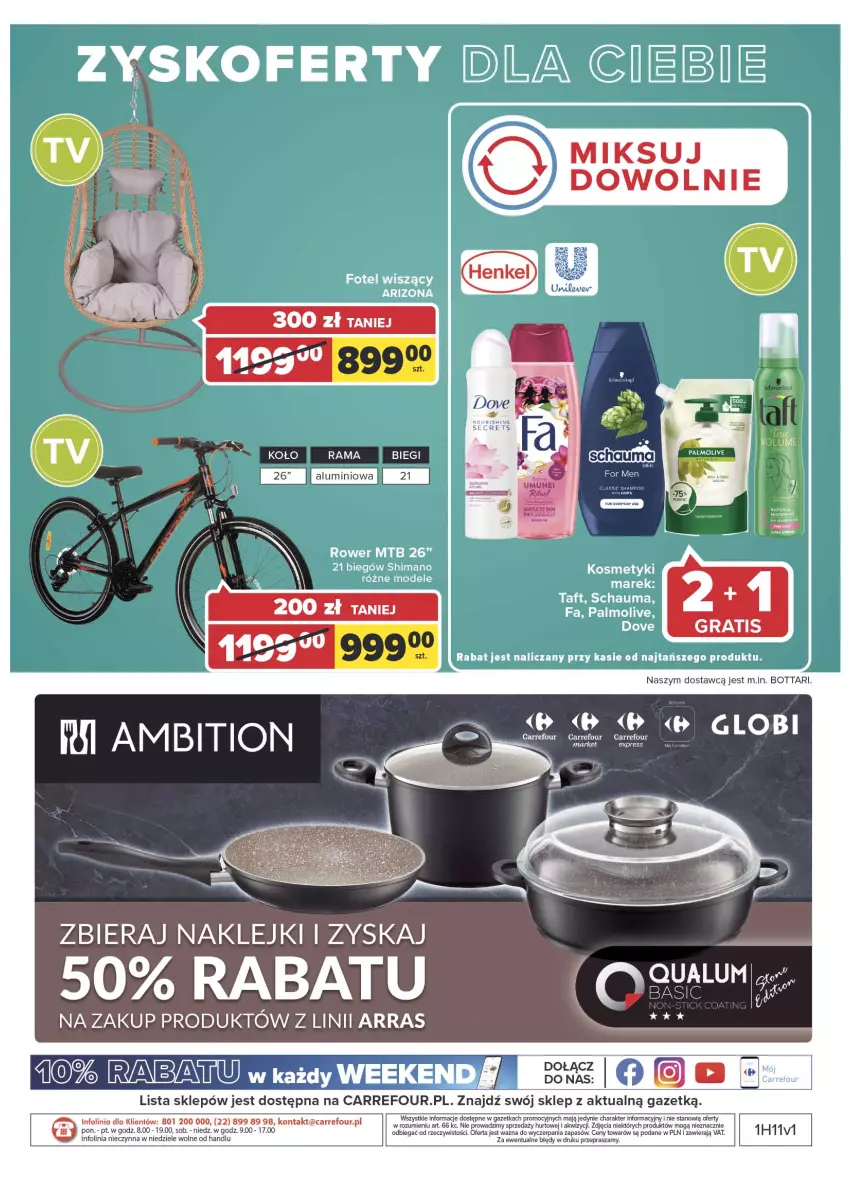 Gazetka promocyjna Carrefour - Gazetka Express - ważna 08.03 do 14.03.2022 - strona 39 - produkty: Dove, Fa, Klej, Palmolive, Rama, Rower, Schauma, Taca, Taft