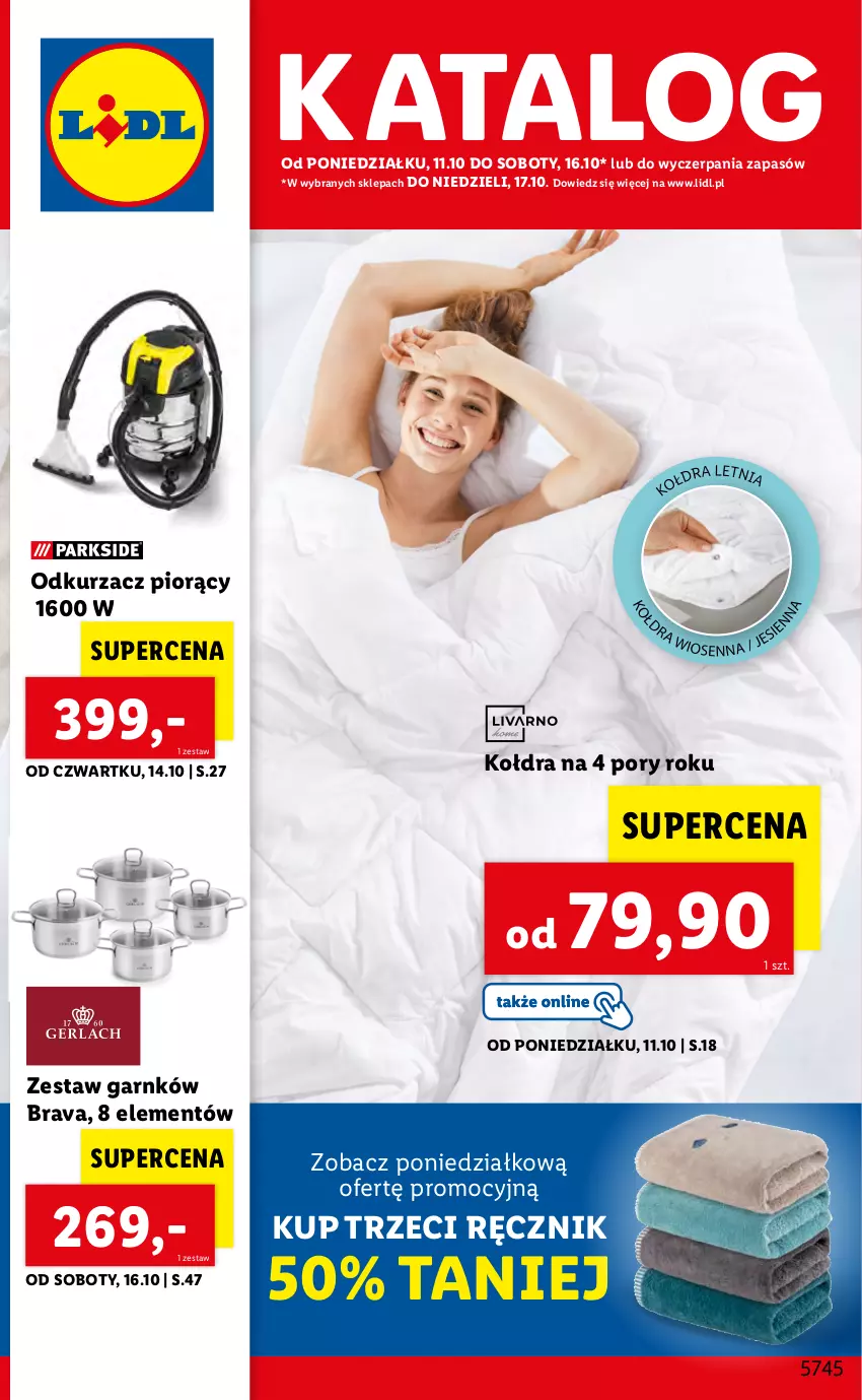 Gazetka promocyjna Lidl - GAZETKA - ważna 11.10 do 17.10.2021 - strona 1 - produkty: Kołdra, Odkurzacz, Por, Ręcznik