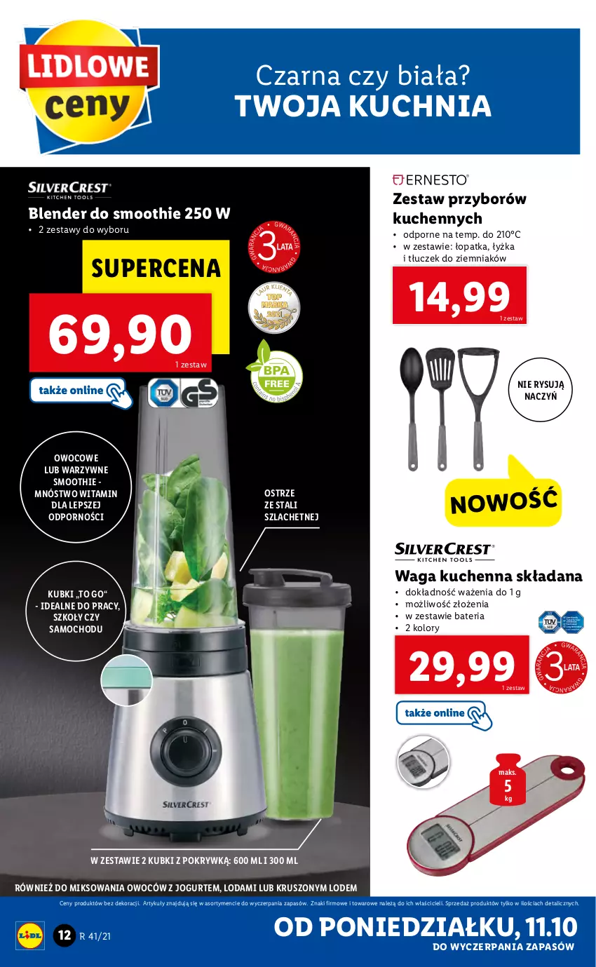 Gazetka promocyjna Lidl - GAZETKA - ważna 11.10 do 17.10.2021 - strona 12 - produkty: Bateria, Blender, Jogurt, Kuchnia, Por, Smoothie, Tłuczek, Waga