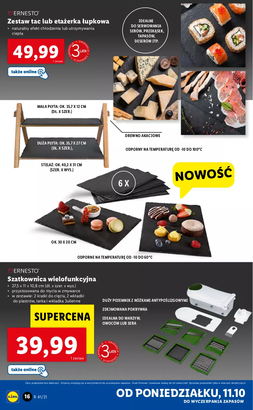 Gazetka promocyjna Lidl - GAZETKA - ważna 11.10 do 17.10.2021 - strona 16 - produkty: Deser, Płyta, Pojemnik, Por, Ser, Szatkownica, Tarka, Wkładki