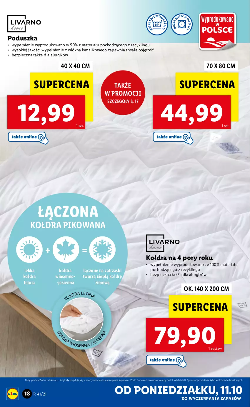 Gazetka promocyjna Lidl - GAZETKA - ważna 11.10 do 17.10.2021 - strona 18 - produkty: Kołdra, Piec, Poduszka, Por, Sok