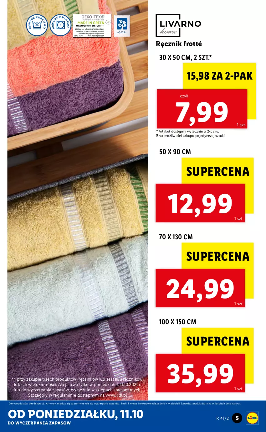 Gazetka promocyjna Lidl - GAZETKA - ważna 11.10 do 17.10.2021 - strona 5 - produkty: Ręcznik