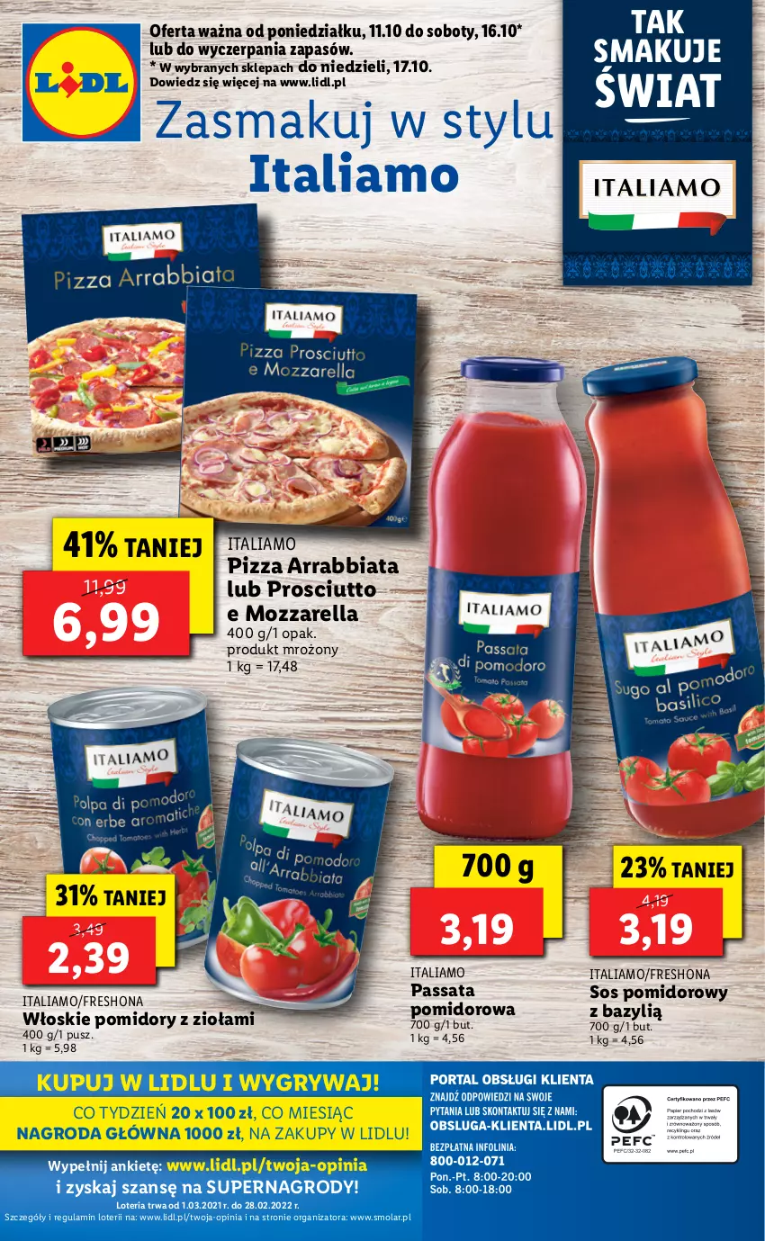 Gazetka promocyjna Lidl - GAZETKA - ważna 11.10 do 17.10.2021 - strona 50 - produkty: Bazyl, Gry, Mola, Mozzarella, Pizza, Pomidory, Prosciutto, Sos, Sos pomidorowy