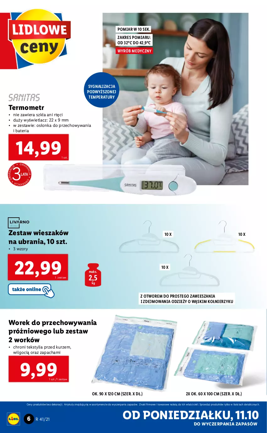 Gazetka promocyjna Lidl - GAZETKA - ważna 11.10 do 17.10.2021 - strona 6 - produkty: Bateria, LG, Osłonka, Termometr, Ubrania, Wieszak