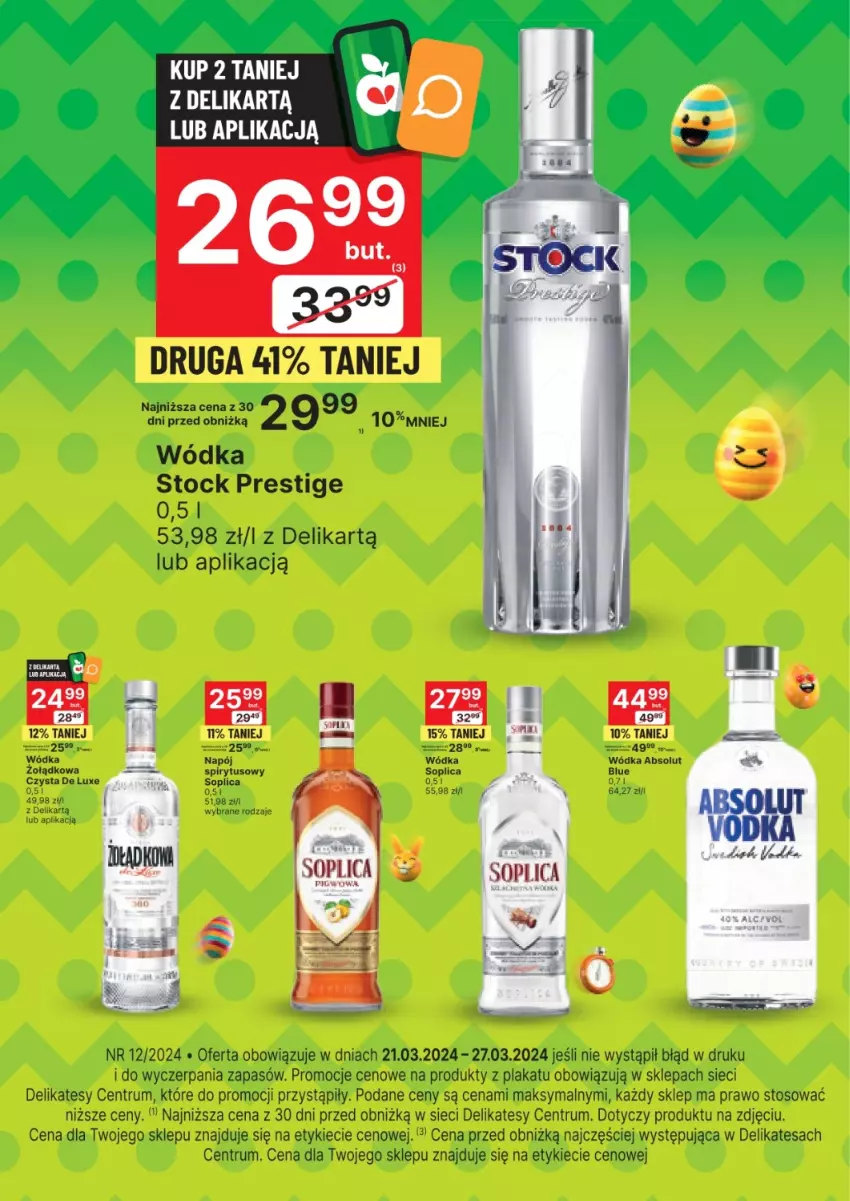 Gazetka promocyjna Delikatesy Centrum - Folder alkoholowy DC12 - ważna 21.03 do 27.03.2024 - strona 1 - produkty: Absolut, Napój, Rum, Soplica, Stock, Wódka