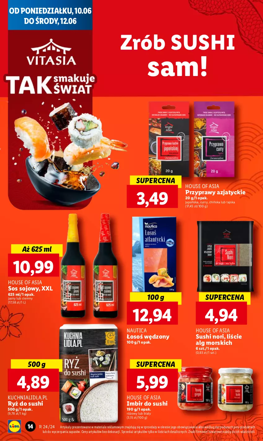 Gazetka promocyjna Lidl - GAZETKA - ważna 10.06 do 12.06.2024 - strona 18 - produkty: House of Asia, Imbir, Kuchnia, LG, Przyprawy, Ryż, Ryż do sushi, Sos, Sos sojowy, Sushi