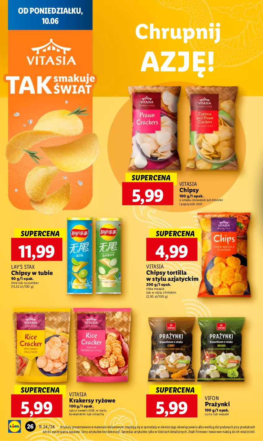 Gazetka promocyjna Lidl - GAZETKA - ważna 10.06 do 12.06.2024 - strona 30 - produkty: Chipsy, Krakersy, Lay’s, Ryż, Tortilla, Wasa