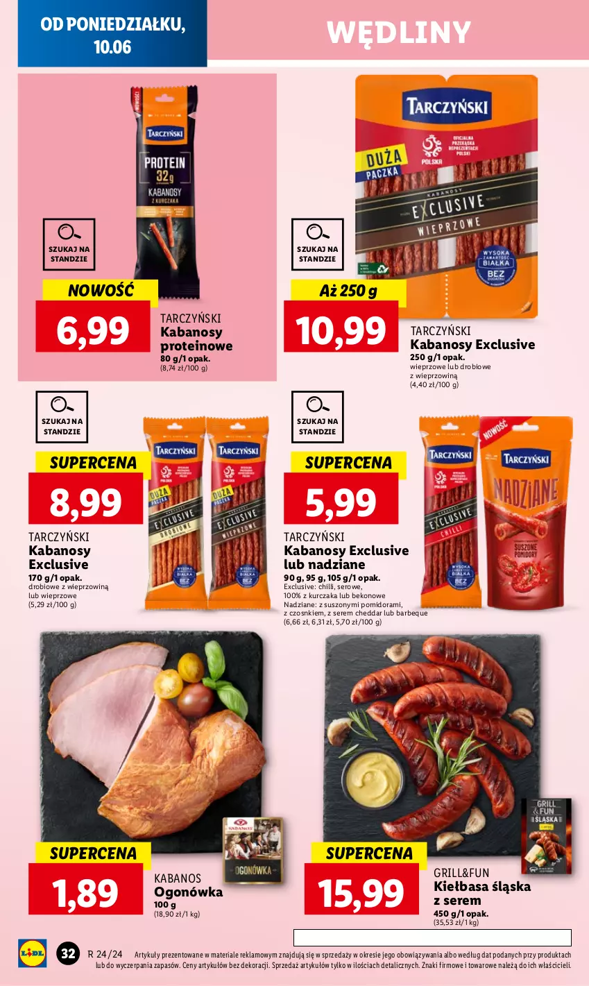 Gazetka promocyjna Lidl - GAZETKA - ważna 10.06 do 12.06.2024 - strona 36 - produkty: Beko, Cheddar, Grill, Kabanos, Kiełbasa, Kiełbasa śląska, Kurczak, Ogonówka, Ser, Tarczyński