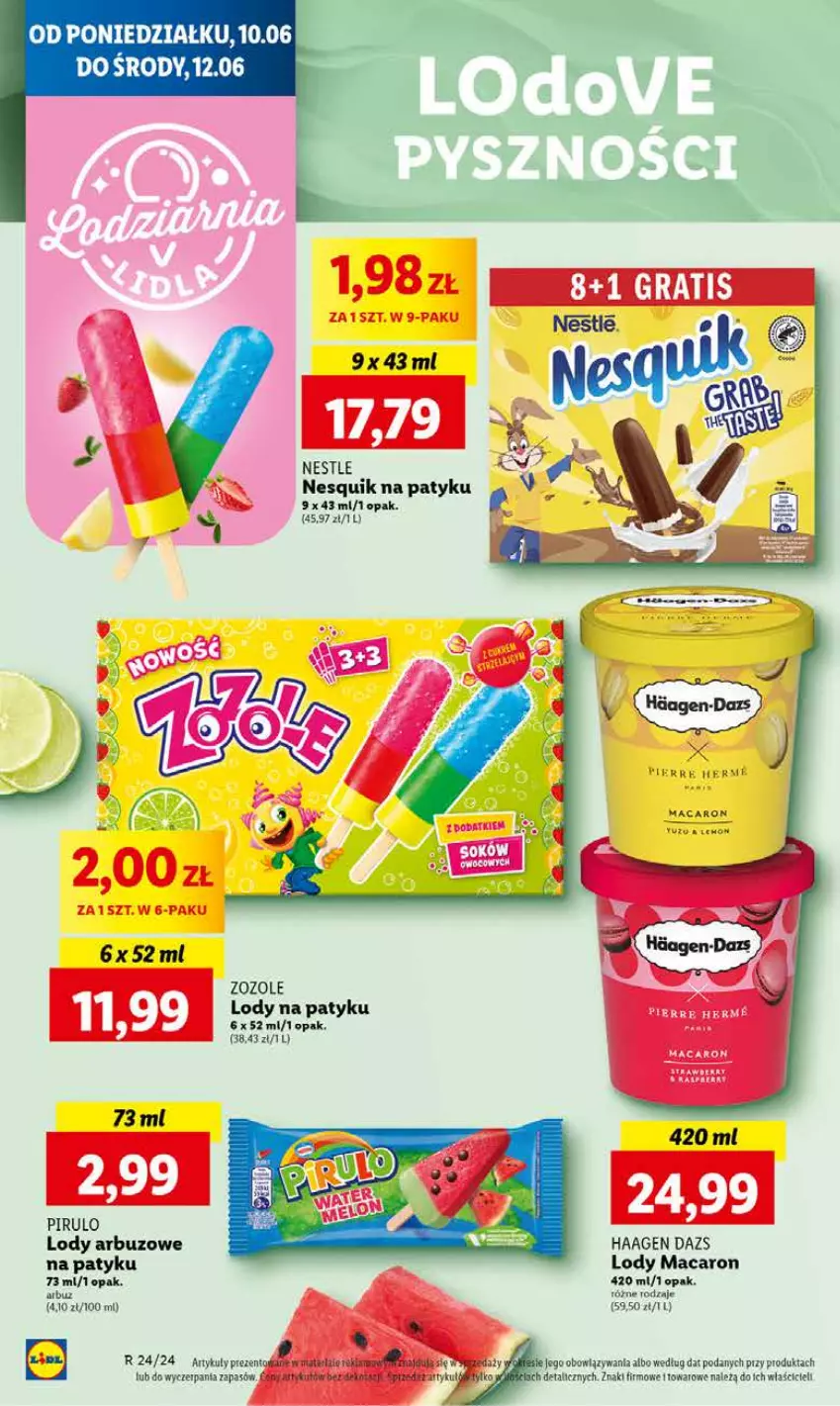 Gazetka promocyjna Lidl - GAZETKA - ważna 10.06 do 12.06.2024 - strona 44 - produkty: Arbuz, Lody, Nesquik