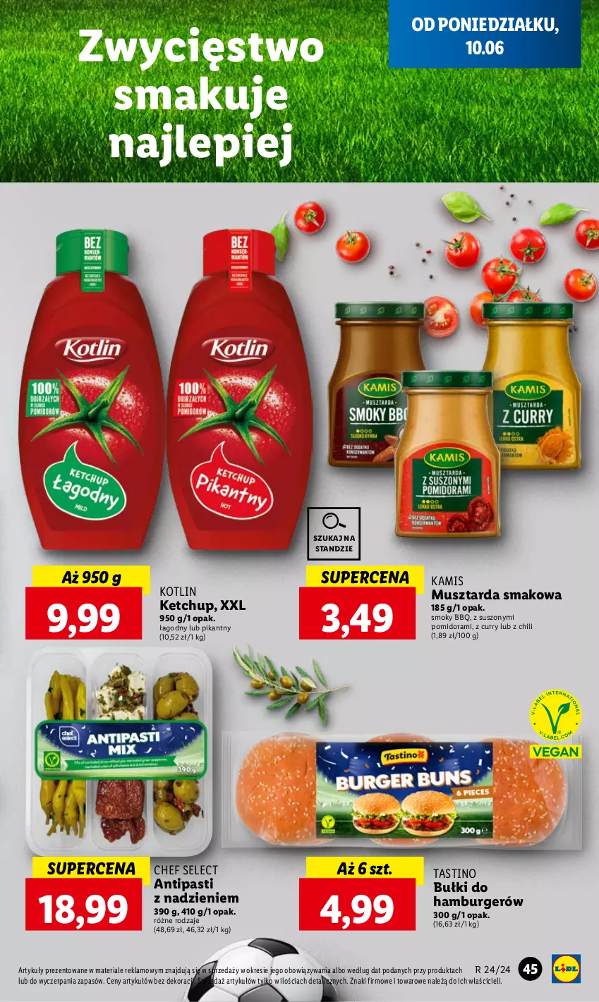 Gazetka promocyjna Lidl - GAZETKA - ważna 10.06 do 12.06.2024 - strona 53 - produkty: Burger, Hamburger, Kamis, Ketchup, Kotlin, Mus, Musztarda