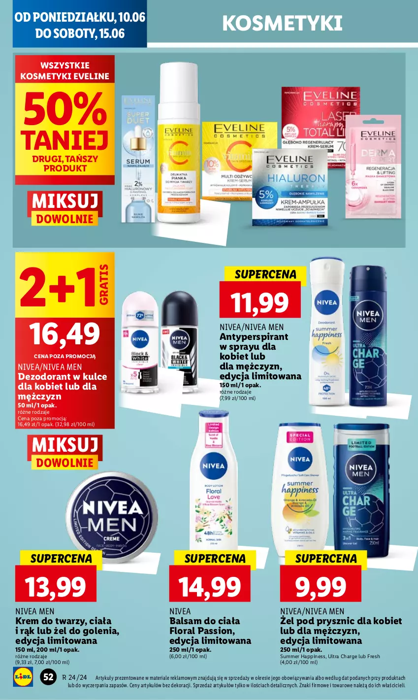 Gazetka promocyjna Lidl - GAZETKA - ważna 10.06 do 12.06.2024 - strona 62 - produkty: Antyperspirant, Balsam do ciała, Dezodorant, Eveline, Flora, Gra, Krem do twarzy, Nivea, Nivea Men