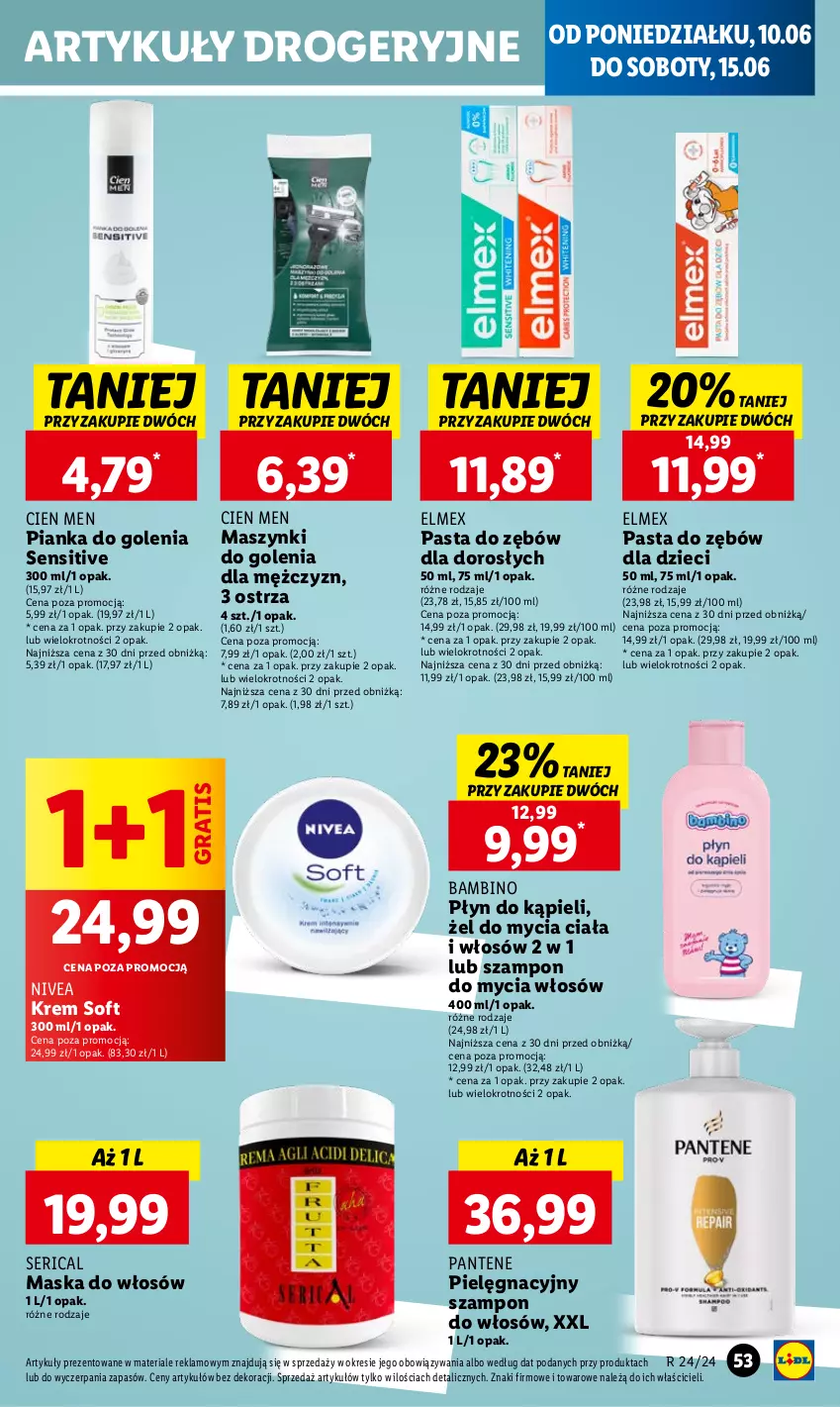 Gazetka promocyjna Lidl - GAZETKA - ważna 10.06 do 12.06.2024 - strona 63 - produkty: Dzieci, Elmex, Gra, Maska, Maska do włosów, Nivea, Pantene, Pasta do zębów, Pianka do golenia, Płyn do kąpieli, Ser, Szampon