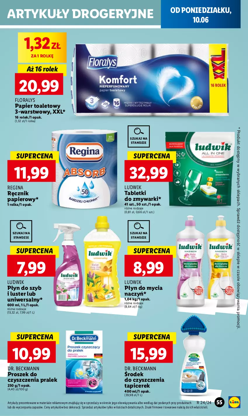 Gazetka promocyjna Lidl - GAZETKA - ważna 10.06 do 12.06.2024 - strona 65 - produkty: Do mycia naczyń, Flora, Gin, Ludwik, Papier, Papier toaletowy, Płyn do mycia, Płyn do mycia naczyń, Płyn do szyb, Ręcznik, Tablet, Tabletki do zmywarki, Zmywarki