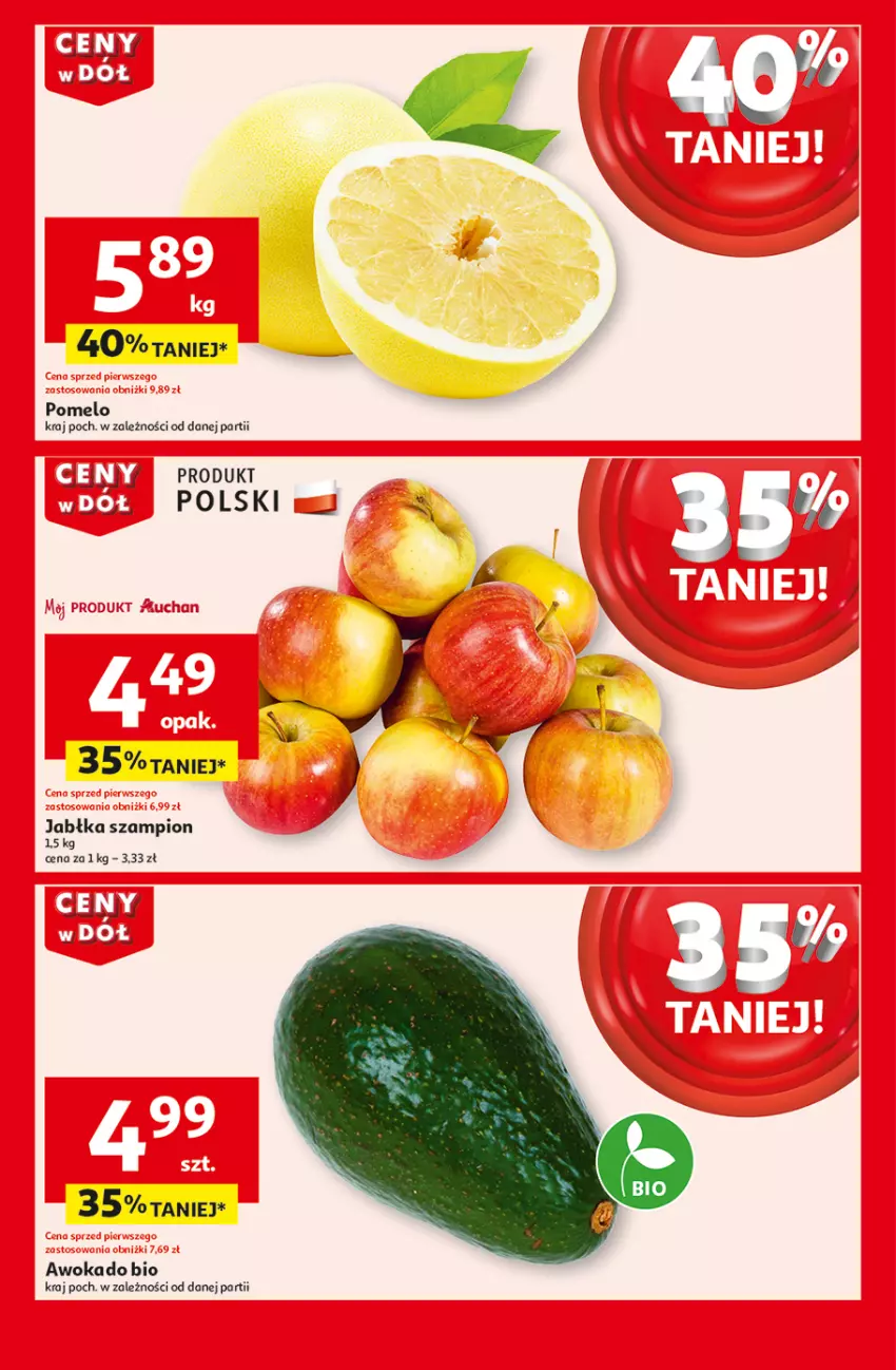 Gazetka promocyjna Auchan - Gazetka CENY W DÓŁ Hipermarket Auchan - ważna 02.01 do 08.01.2025 - strona 5 - produkty: Jabłka, Pomelo, Szampion