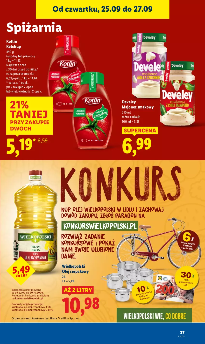 Gazetka promocyjna Lidl - GAZETKA - ważna 25.09 do 27.09.2025 - strona 41 - produkty: Ketchup, Kotlin, Majonez, Olej, Olej rzepakowy