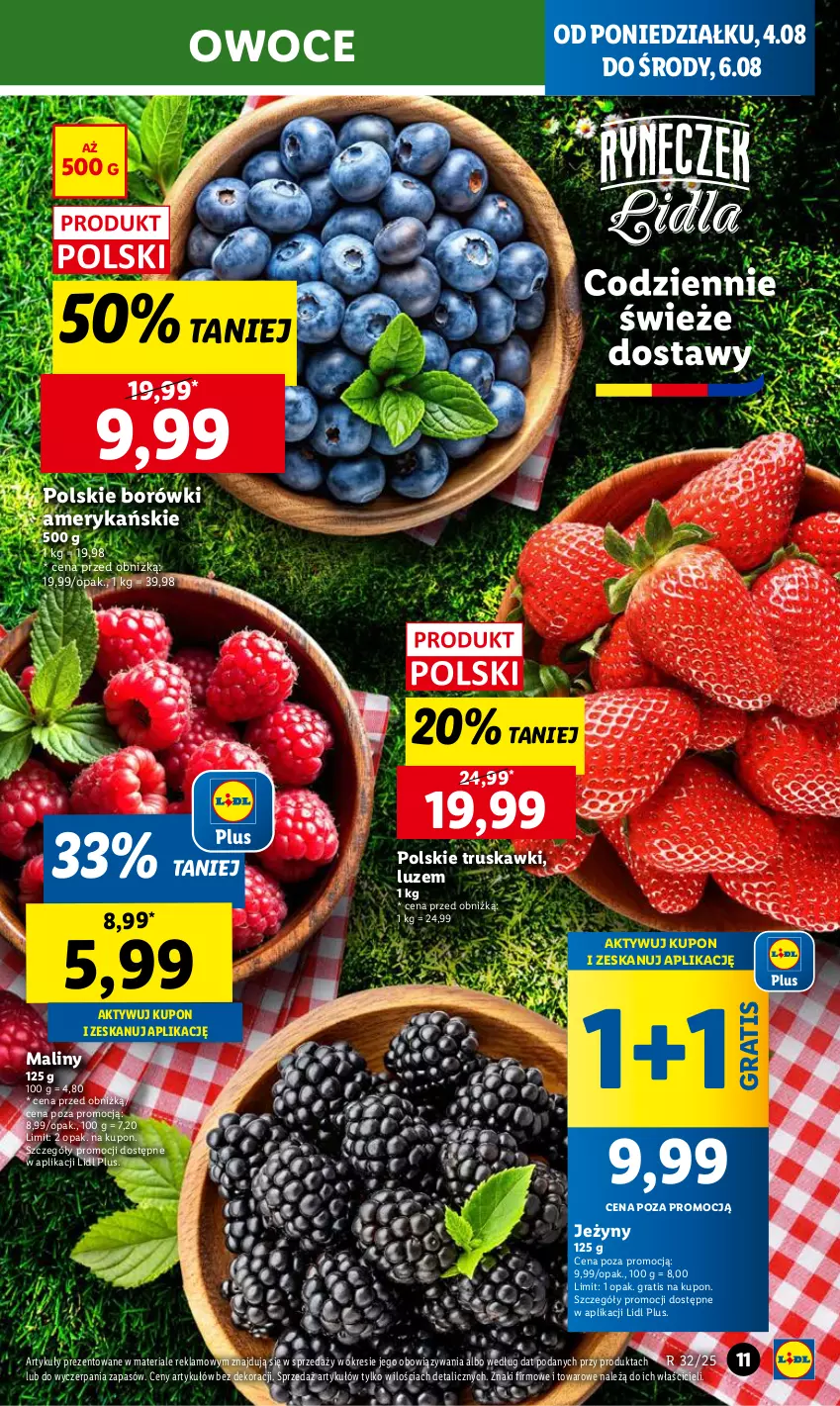 Gazetka promocyjna Lidl - GAZETKA - ważna 04.08 do 06.08.2025 - strona 11 - produkty: Gra, Jeżyny, Maliny, Owoce, Truskawki