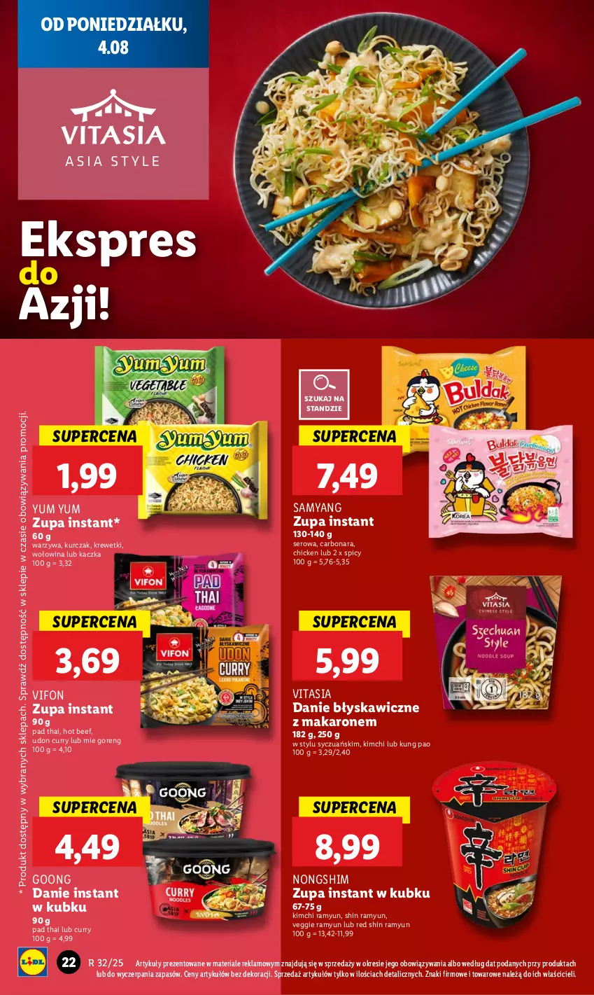 Gazetka promocyjna Lidl - GAZETKA - ważna 04.08 do 06.08.2025 - strona 26 - produkty: Kaczka, Krewetki, Kurczak, Makaron, Ser, Warzywa, Wołowina, Zupa