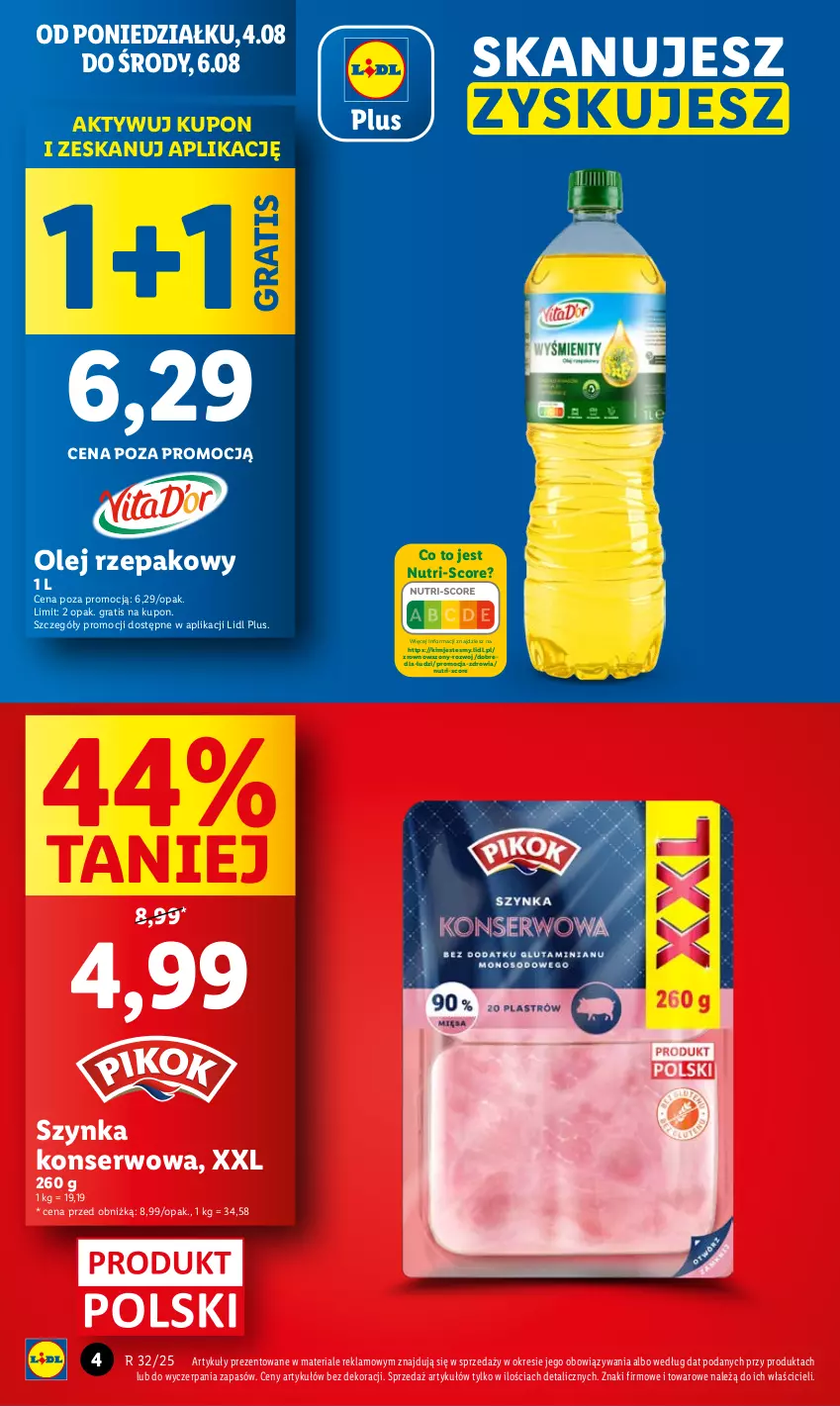 Gazetka promocyjna Lidl - GAZETKA - ważna 04.08 do 06.08.2025 - strona 4 - produkty: Gra, Olej, Olej rzepakowy, Ser, Szynka, Szynka konserwowa, Wazon