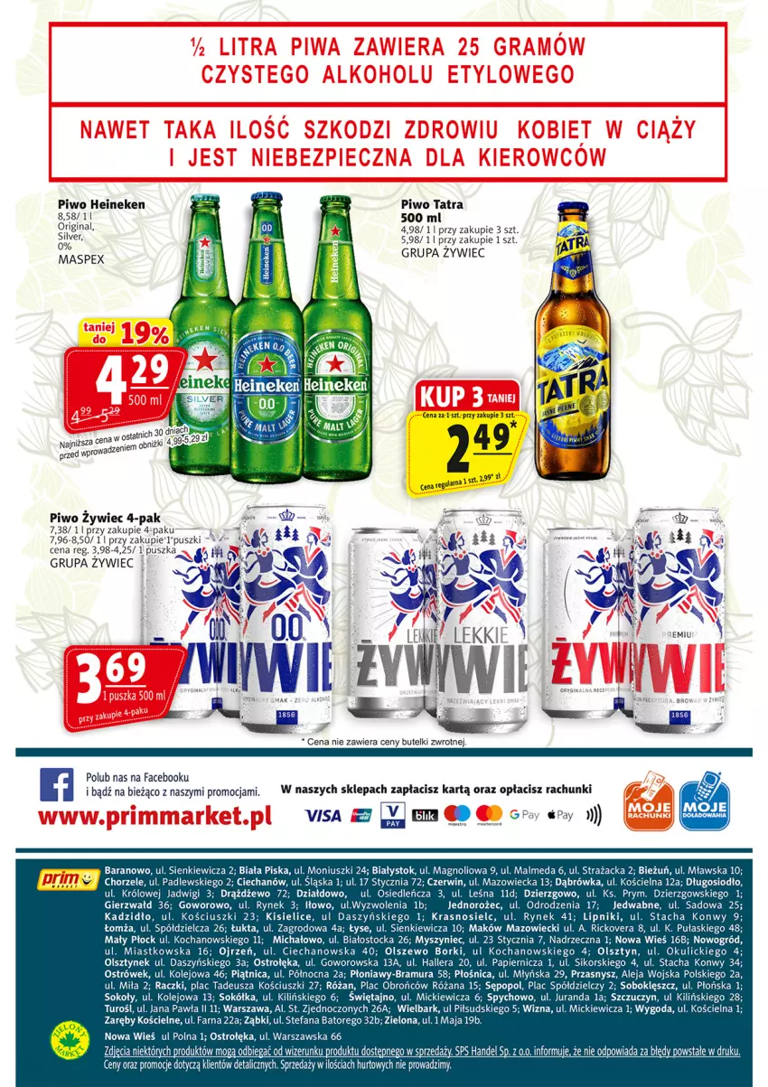 Gazetka promocyjna Prim Market - ważna 11.01 do 17.01.2024 - strona 16 - produkty: Fa, Gin, Heineken, Jednorożec, Kisiel, Koc, Malm, Mysz, Ogród, Olej, Papier, Piątnica, Piwo, Róża, Sok, Sokół, Stock, Tatra