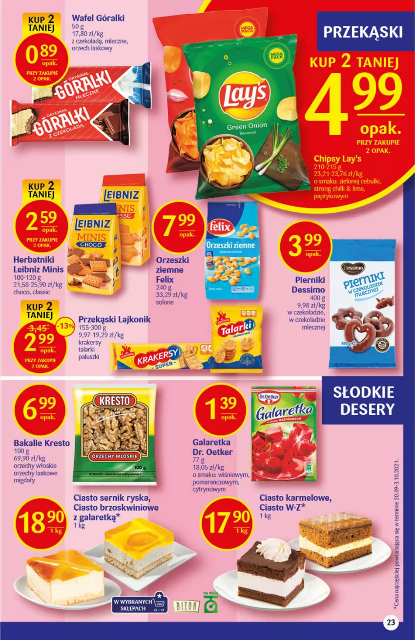 Gazetka promocyjna Delikatesy Centrum - Gazetka DC47 n. fresh - ważna 25.11 do 01.12.2021 - strona 23 - produkty: Ciasto sernik, Deser, Dr. Oetker, Felix, Gala, Galaretka, Góralki, Herbatniki, Krakersy, Lajkonik, Migdały, Orzechy włoskie, Orzeszki, Piernik, Ser