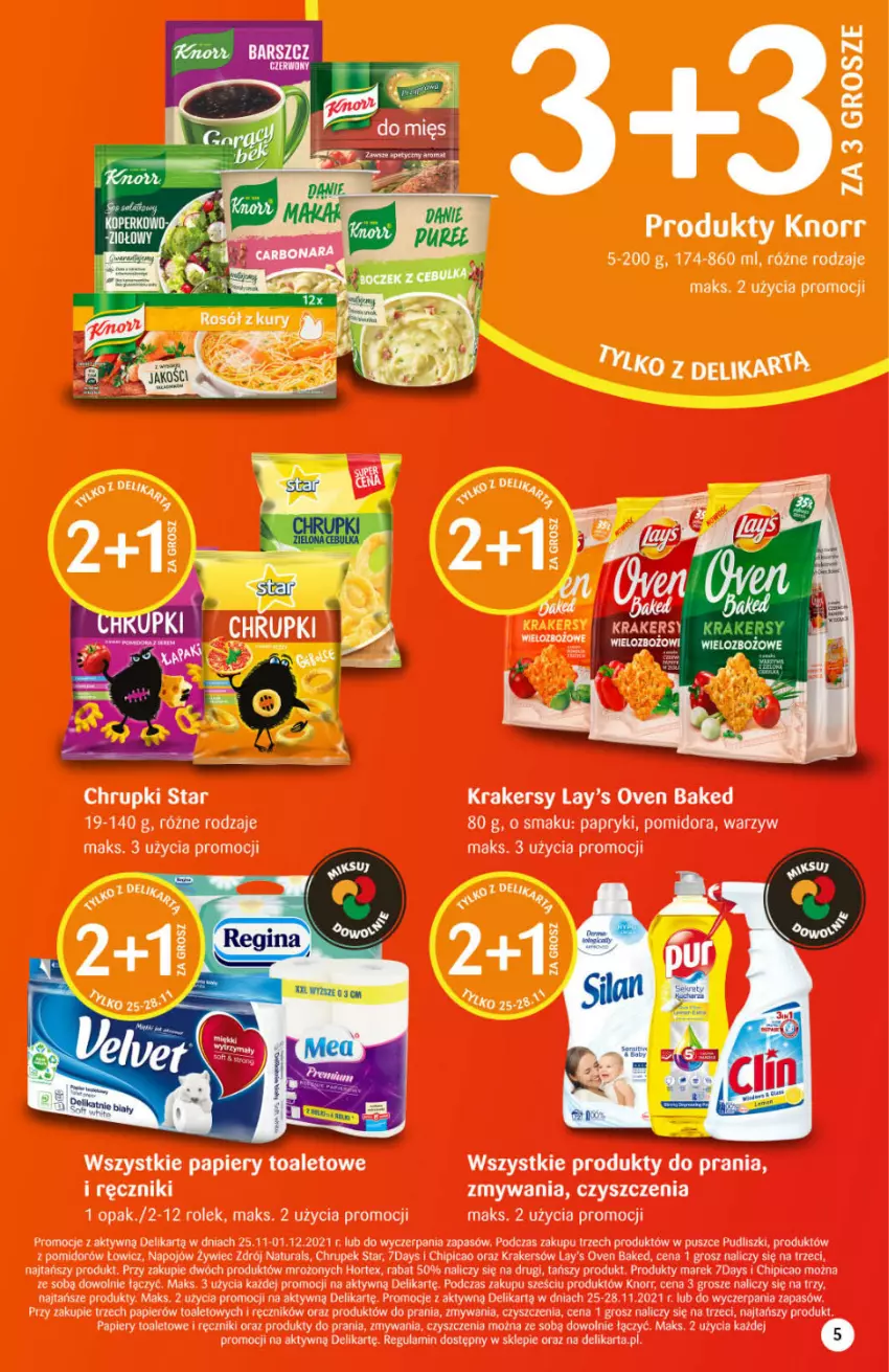 Gazetka promocyjna Delikatesy Centrum - Gazetka DC47 n. fresh - ważna 25.11 do 01.12.2021 - strona 5 - produkty: Chipicao, Hortex, Knorr, Krakersy, Papier, Pudliszki, Ręcznik