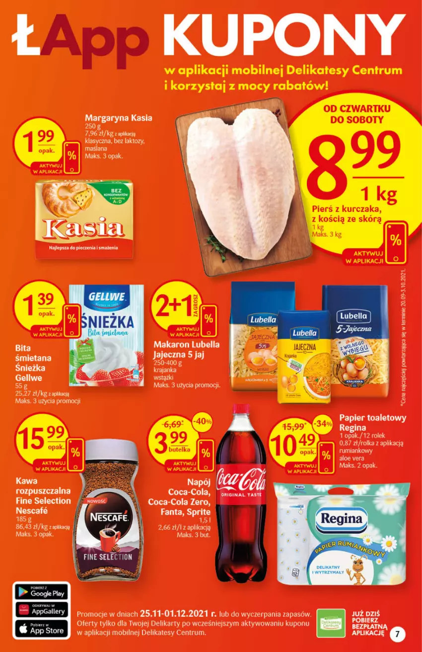 Gazetka promocyjna Delikatesy Centrum - Gazetka DC47 n. fresh - ważna 25.11 do 01.12.2021 - strona 7 - produkty: Aloe vera, Bell, Bella, Fa, Fanta, Gin, Kasia, Kawa, LANA, Lubella, Makaron, Margaryna, Mobil, Napój, Papier, Papier toaletowy, Piec, Rum, Sprite