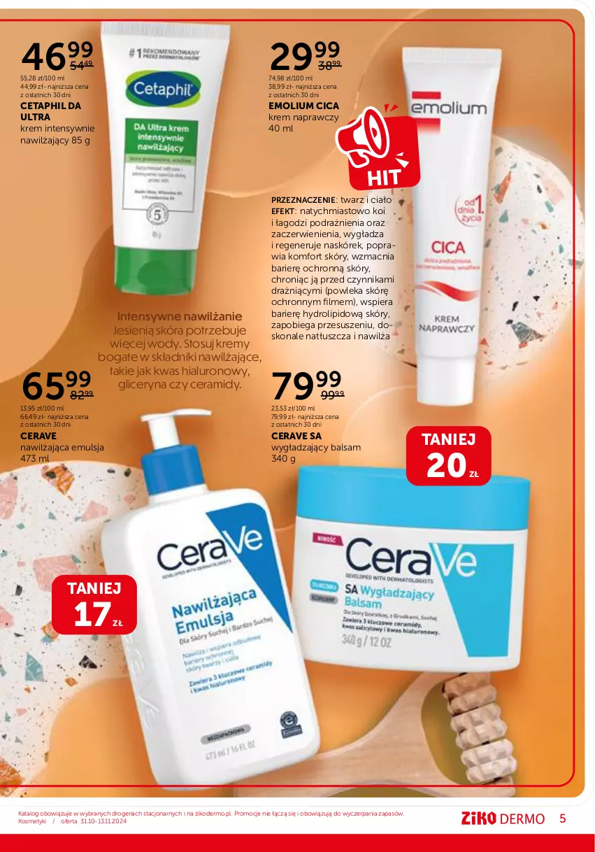 Gazetka promocyjna Ziko - Gazetka Ziko Dermo - ważna 31.10 do 13.11.2024 - strona 5 - produkty: CeraVe, Cetaphil, Emolium, Emulsja