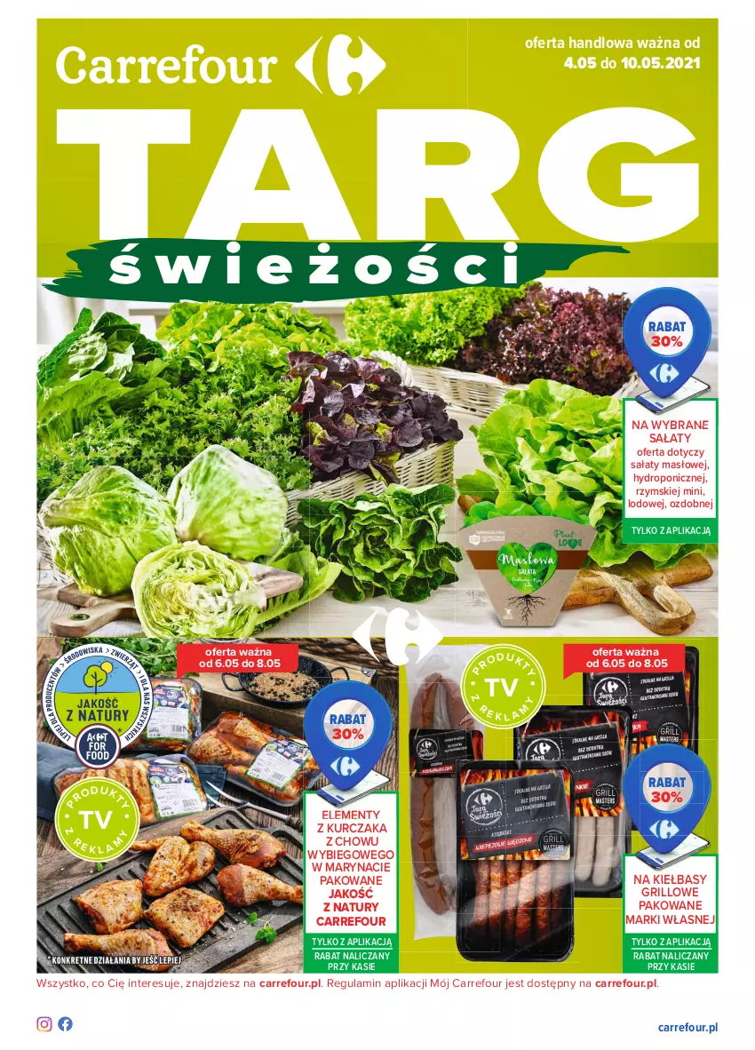 Gazetka promocyjna Carrefour - Gazetka Targ Świeżości - ważna 03.05 do 10.05.2021 - strona 1 - produkty: Grill, Kurczak, Masło, Sałat